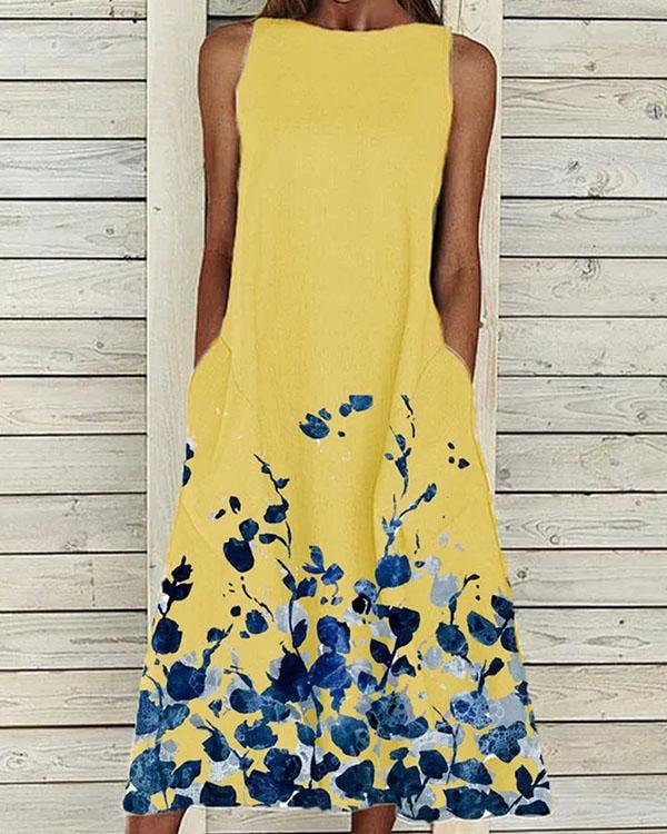 Elegant Floral Crew Neck Dresses - Chicaggo