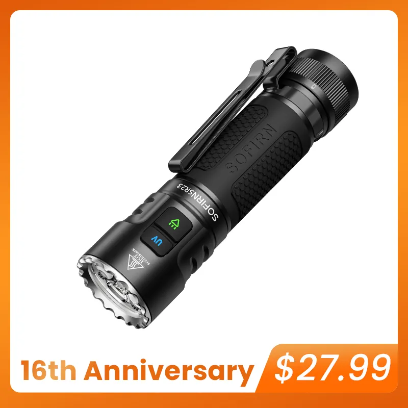 Sofirn SR23 Rechargeable 3300LM Flashlight With 365nm UV Light
