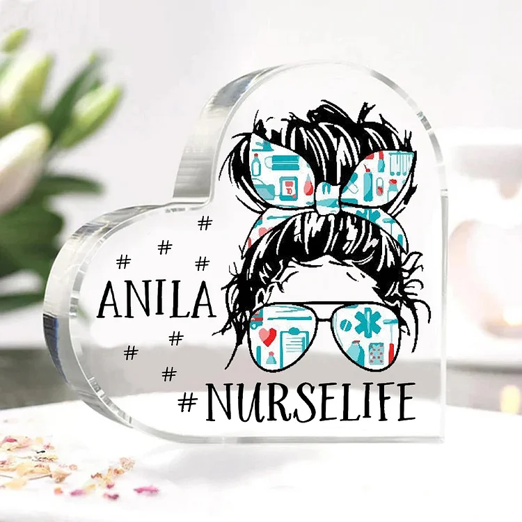Personalized Acrylic Heart Keepsake Custom Name Ornaments National Nurses Week Gifts for Nurse