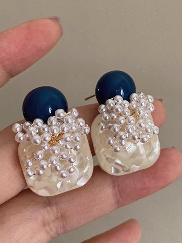 Imitation Pearl Geometric Eardrop Earrings Accessories