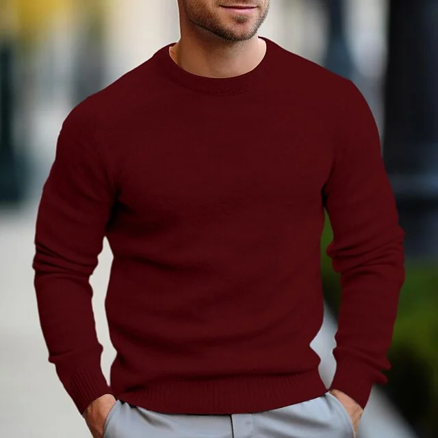 Men's Daily Crew Neck Long Sleeve Solid Sweater