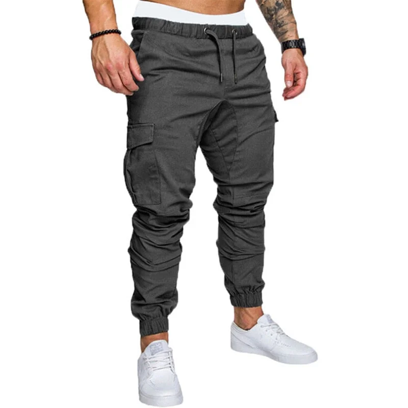 Aonga Autumn Men Pants Hip Hop Harem Joggers Pants 2022 New Male Trousers Mens Solid Multi-Pocket Cargo Pants Skinny Fit Sweatpants