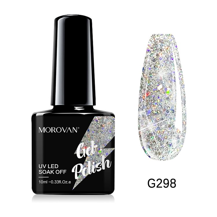 Morovan Silver/Multicolor Glitter Gel Nail Polish G298