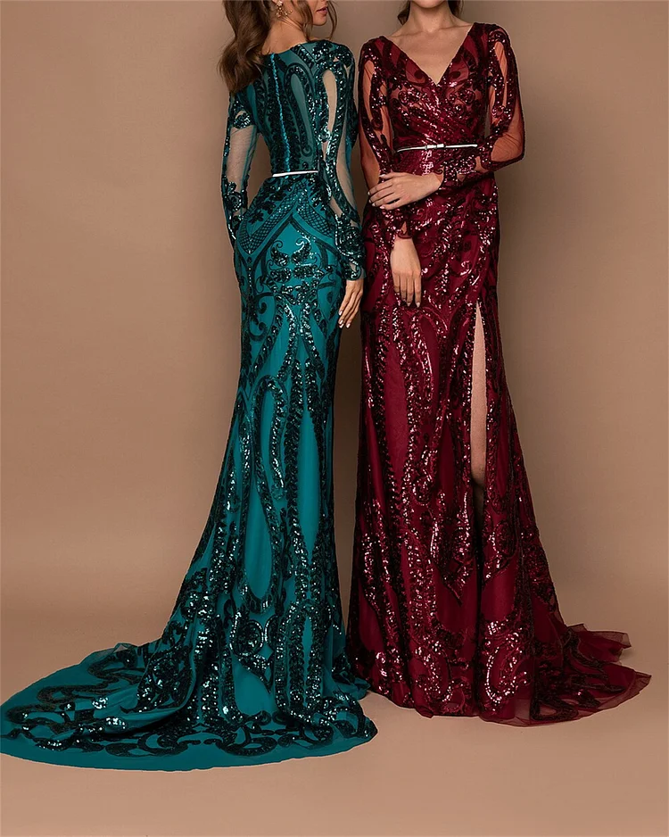 Women's Solid Color Sequins Dress
