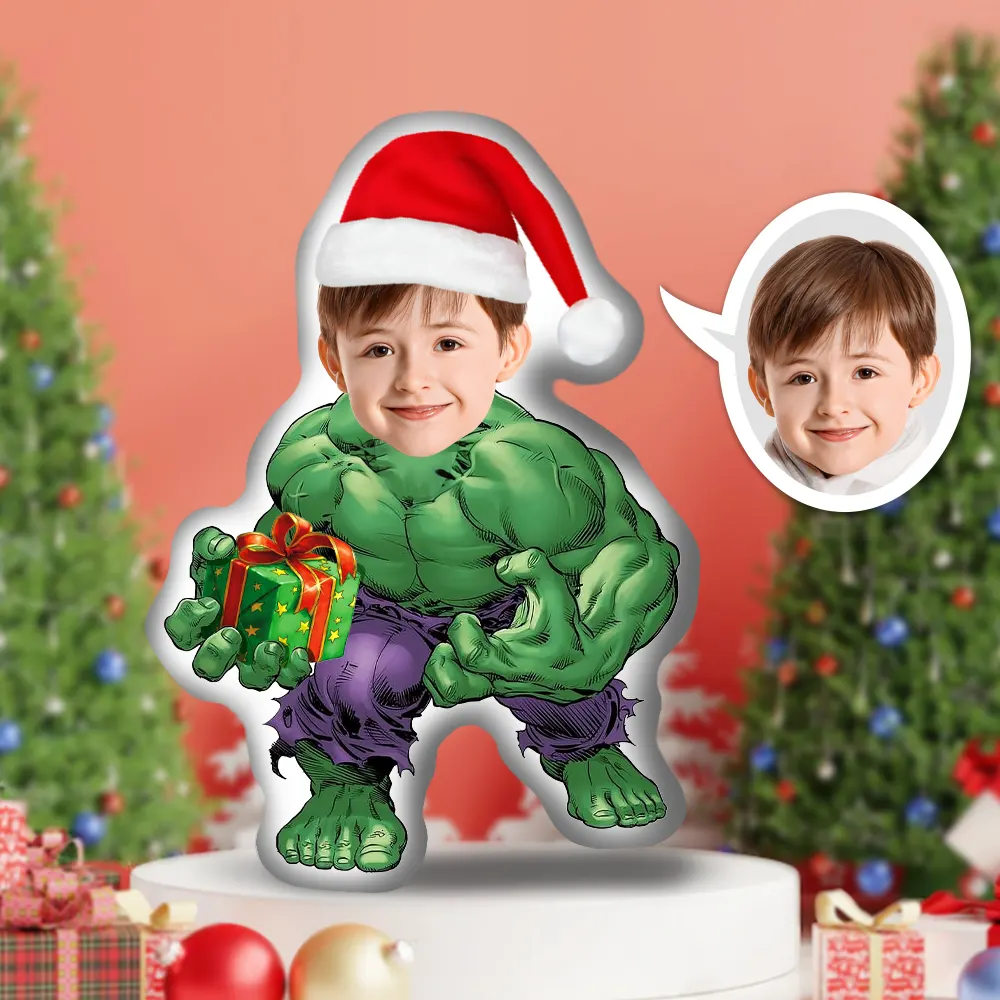 Custom Photo Face Pillow, Hulk With Christmas Gift Face Pillow, Face