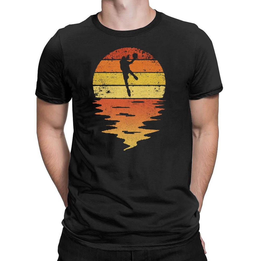 Basketball 60s, 70s , 80s vintage retro sunset Basketball Men's T-shirt-Guru-buzz