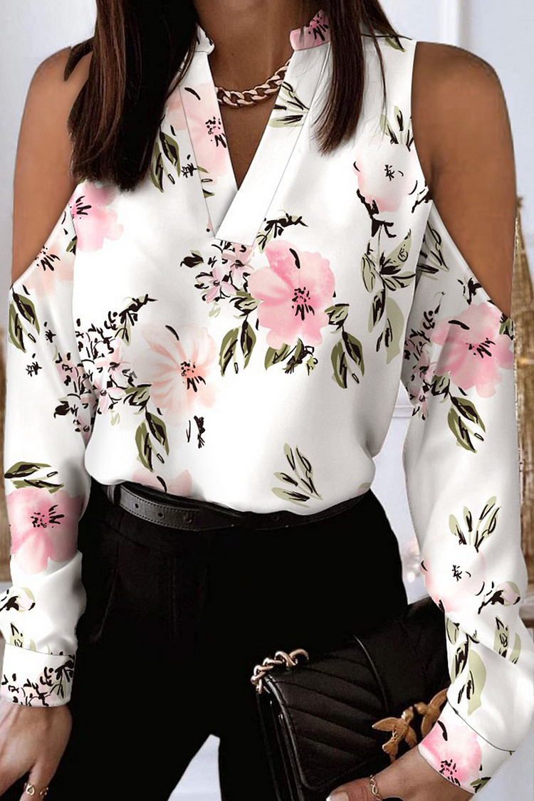 Casual Print Turndown Collar Tops(3 Colors) - Life is Beautiful for You - SheChoic
