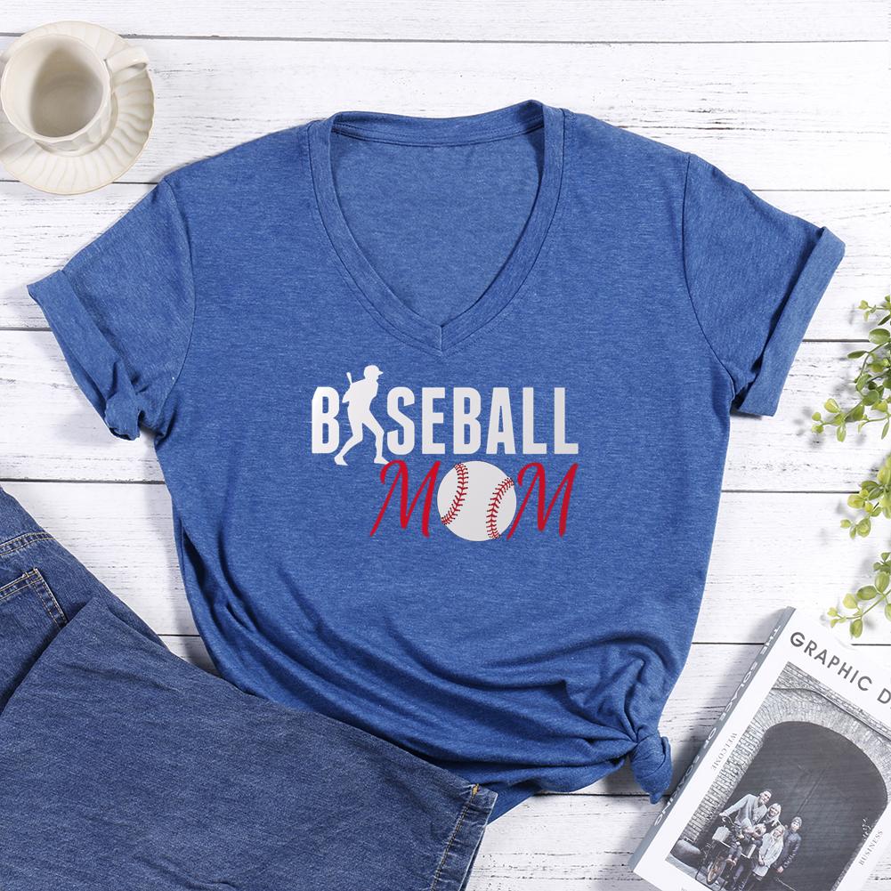 baseball mom V-neck T Shirt-Guru-buzz