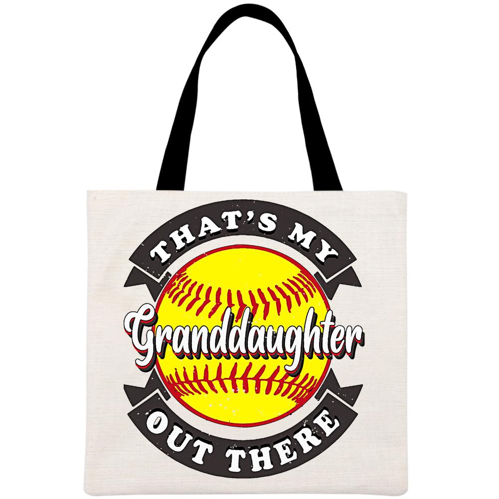 That's My Granddaughter Out There Printed Linen Bag-Guru-buzz