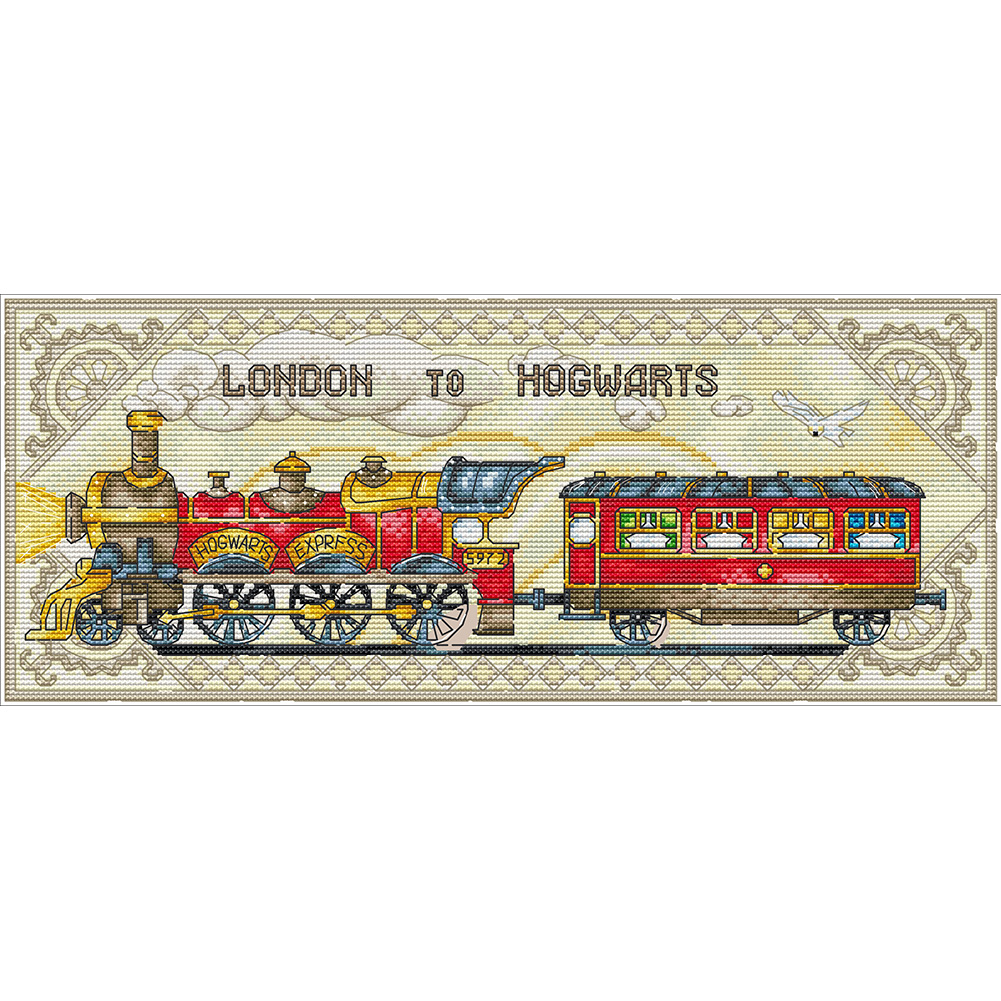 London To Hogwarts Full 14CT Counted Canvas(44*19cm) Cross Stitch(backstitch)
