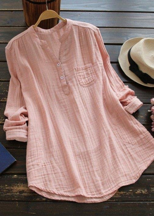 Casual Long Sleeve Solid Shirts & Tops socialshop