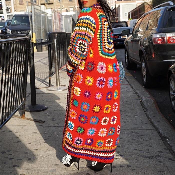 Fashion Casual Digital Printed Trench Coat