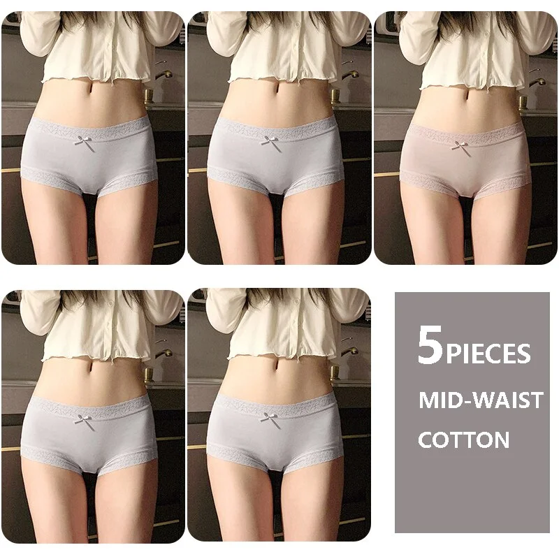 QJONG Cotton Women Panties Breathable Lingerie Cute Bow Young Girls Briefs Sexy Ladies Underpants Mid Waist Female Underwear