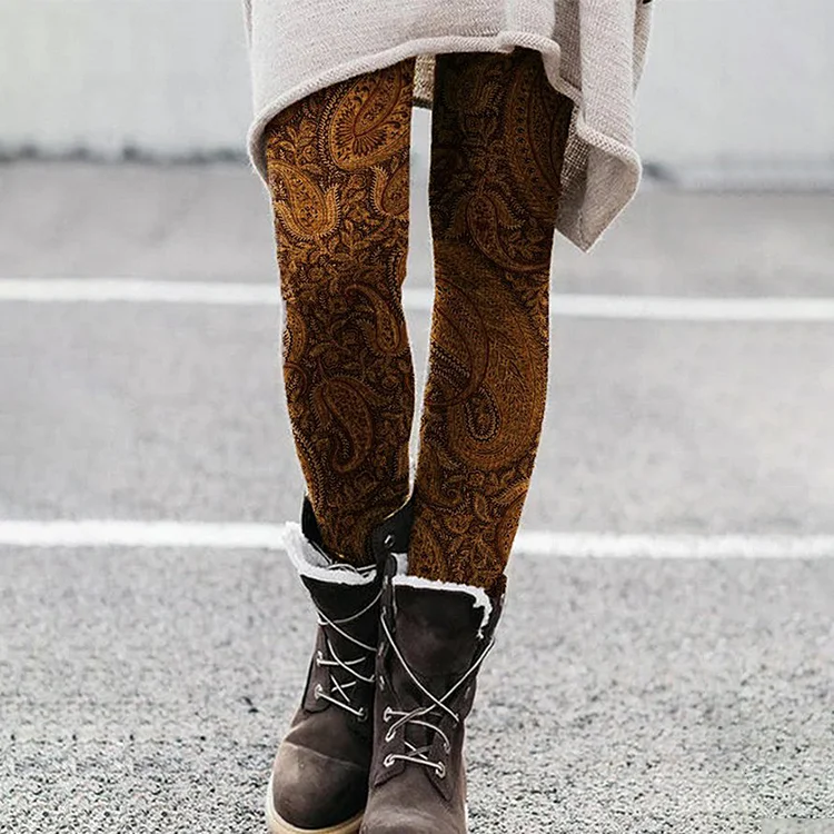 Vefave Vintage Print Casual Leggings