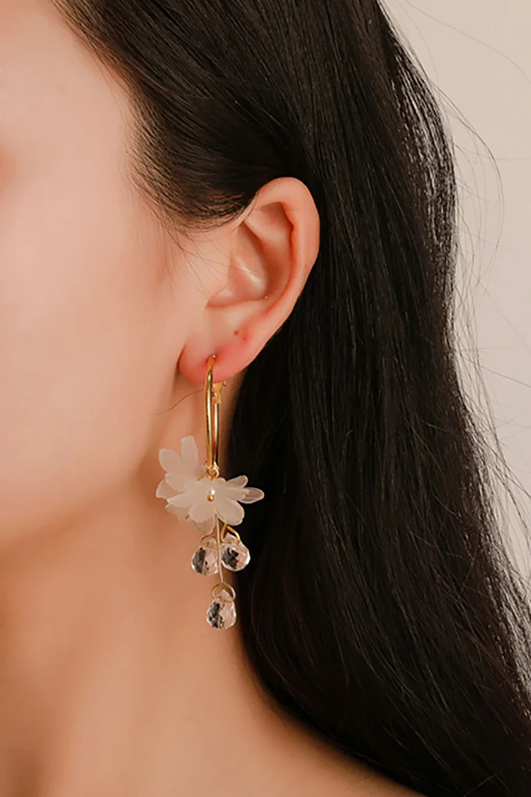 New crystal flower temperament all-match earrings jewelry