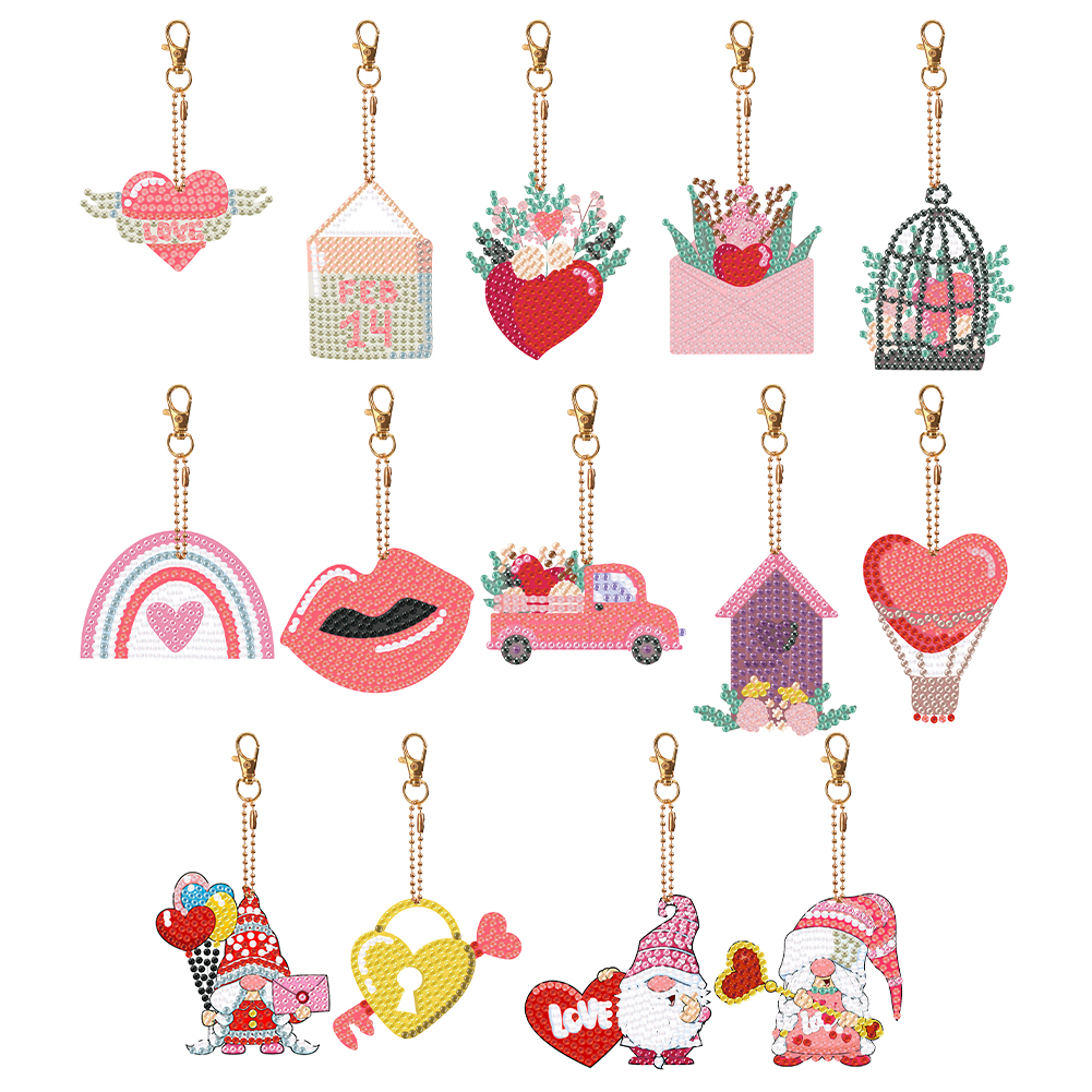  6Pc Set of Double-Sided Diamond Painting Keychains