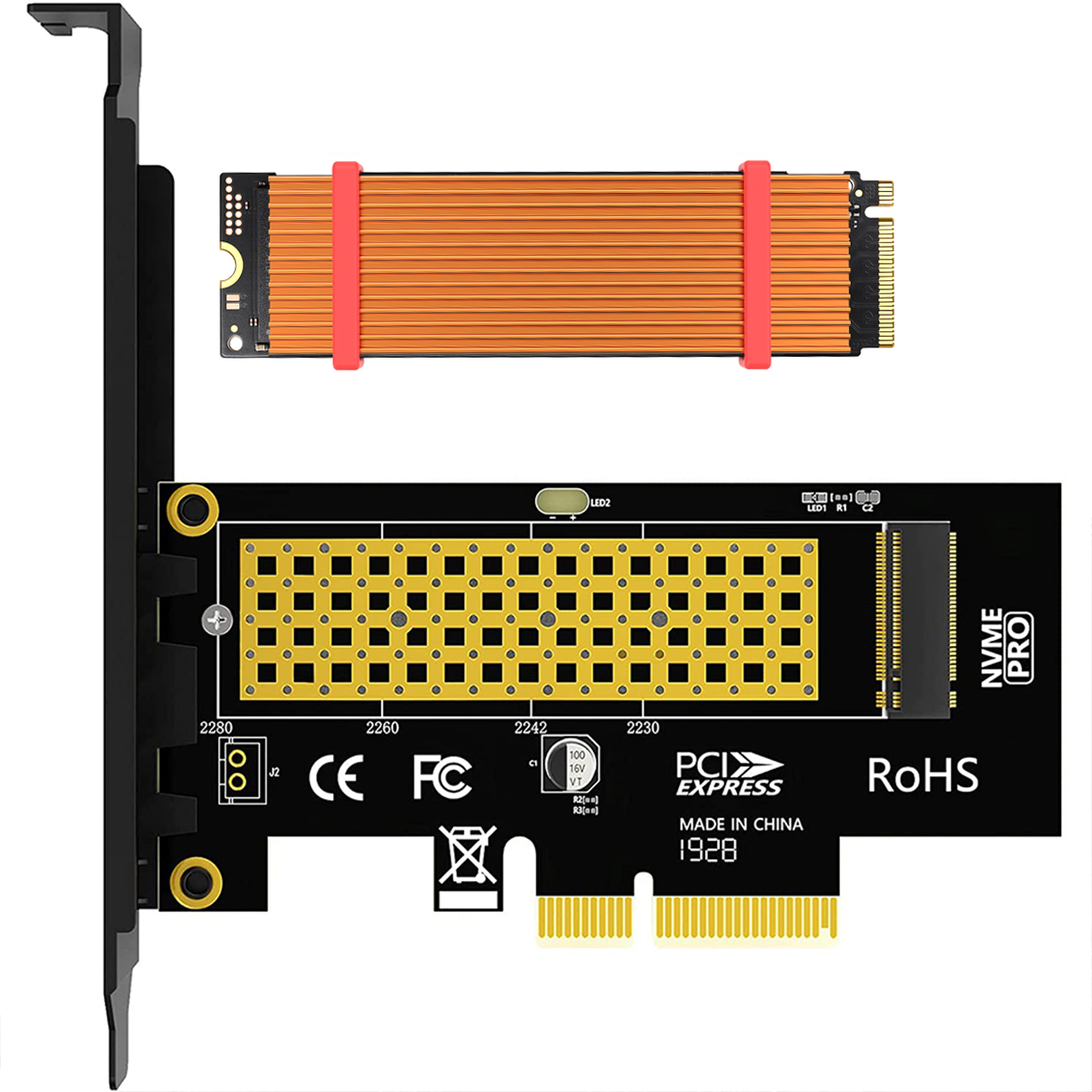 JEYI PCIe to NVMe Adapter With Aluminum SSD Heatsink Cooler