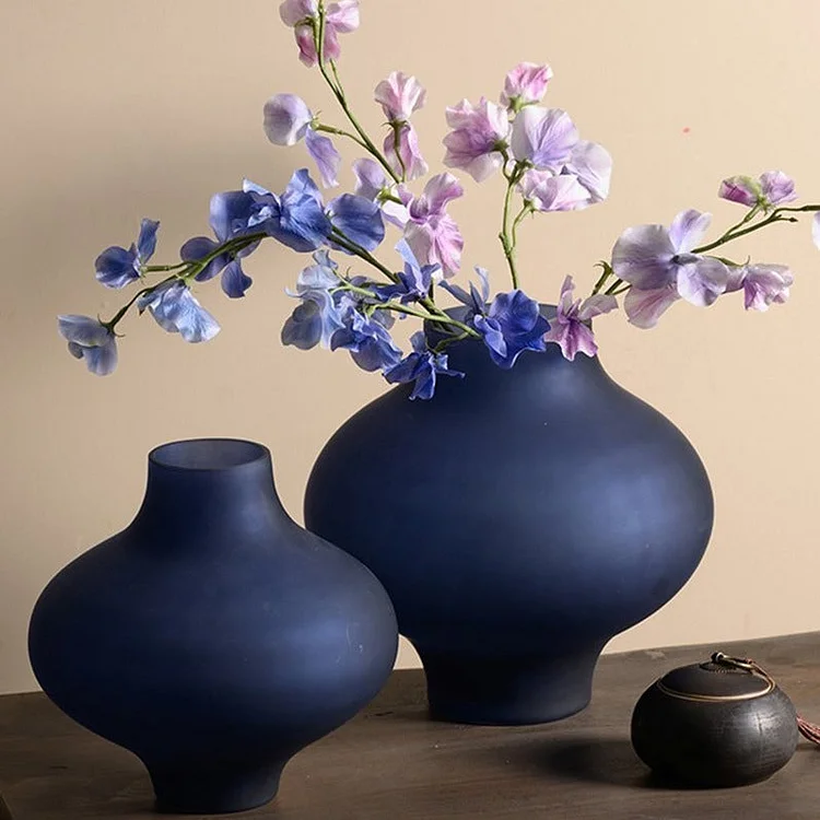 Gourd-Shaped Glass Blue Vases Decorative Flower Vases - Appledas