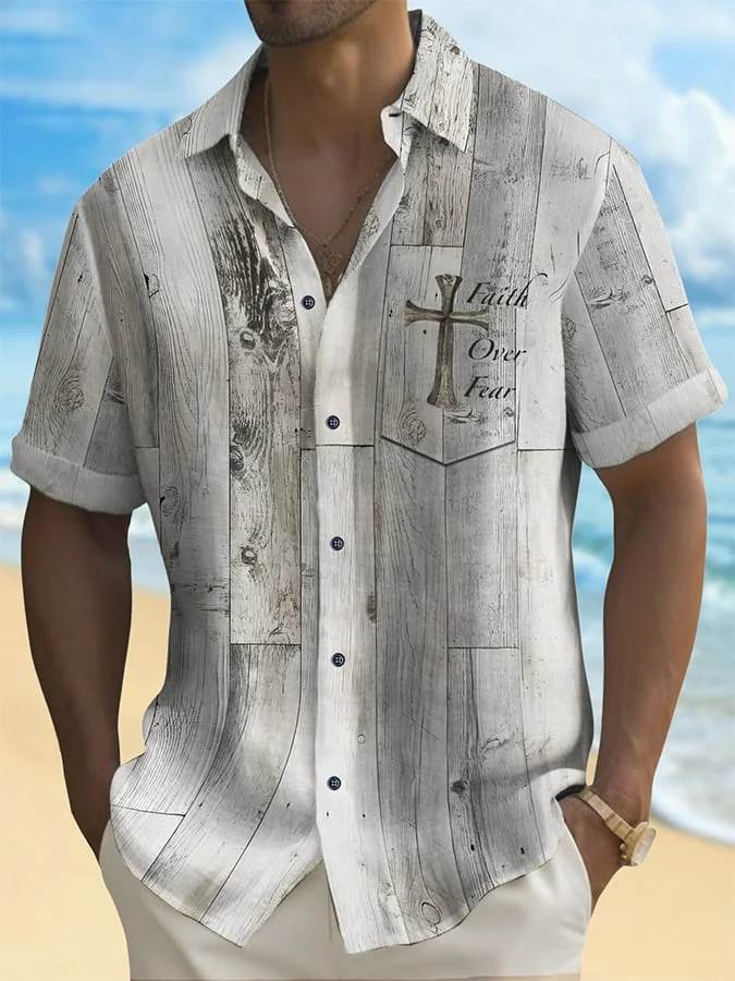 Men's Hawaiian Resort Print Lapel Shirt