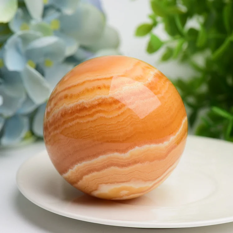 2.0"-4.0" Orange Calcite Crystqal Sphere