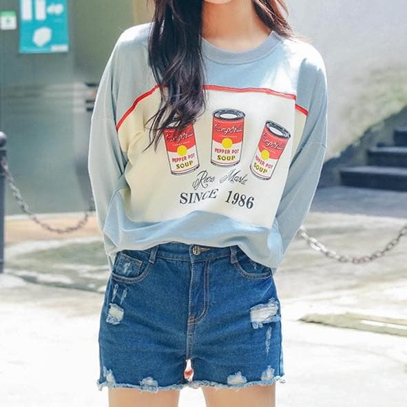 Loose Harajuku Printing Pullover Jumper SP1710931