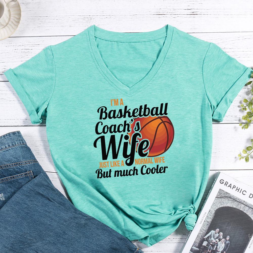 Basketball Coach Wife funny V-neck T Shirt-Guru-buzz