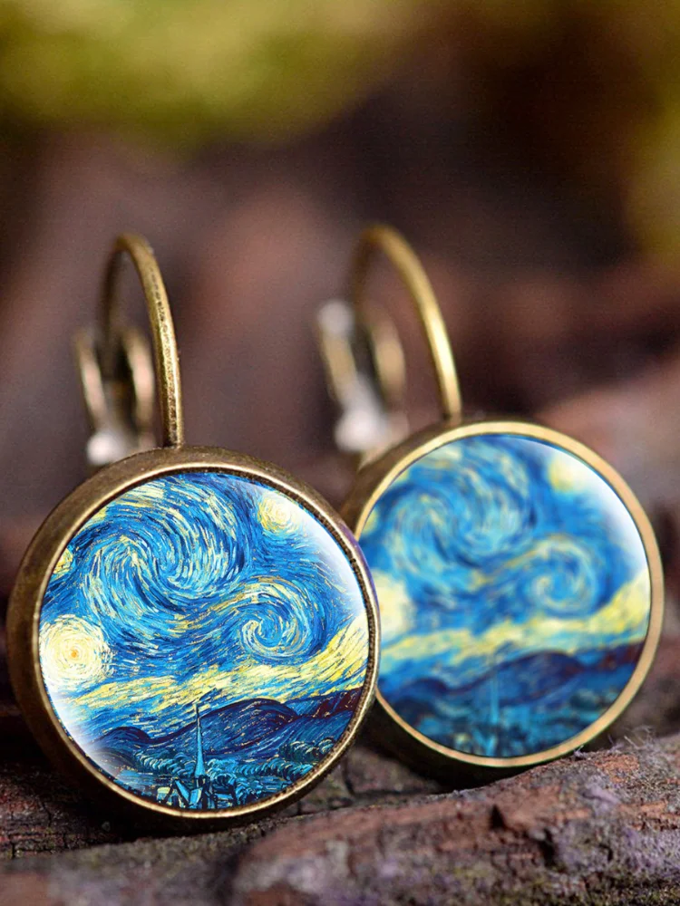Comstylish Vintage Art Oil Painting Earrings