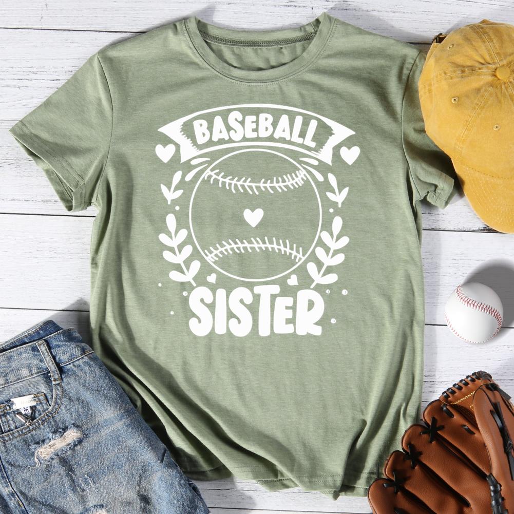 Baseball Sister Round Neck T-shirt-0025490-Guru-buzz