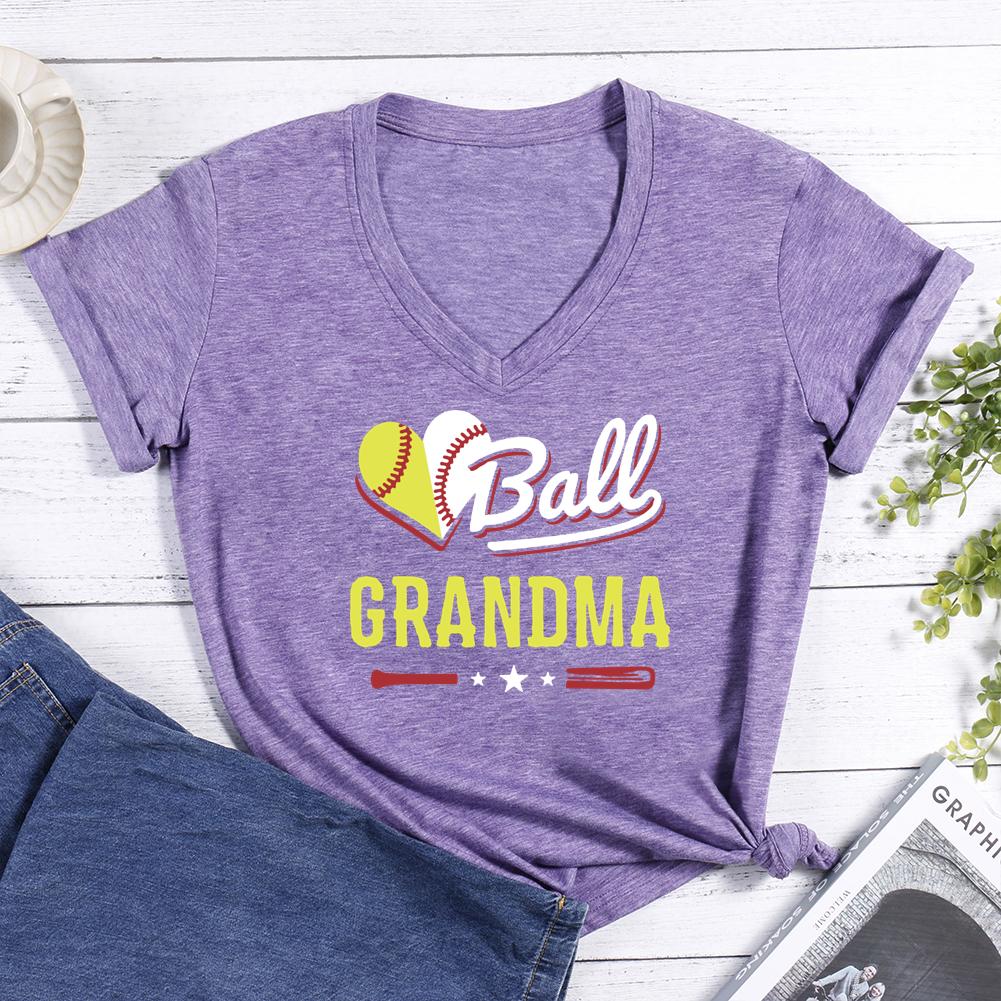 Ball Grandma V-neck T Shirt-Guru-buzz