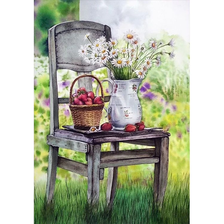 Flowers And Fruits On The Chair - Painting By Numbers - 30*40CM gbfke