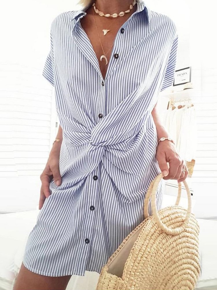 Summer POLO dresses with slim and striped mini dresses P15704