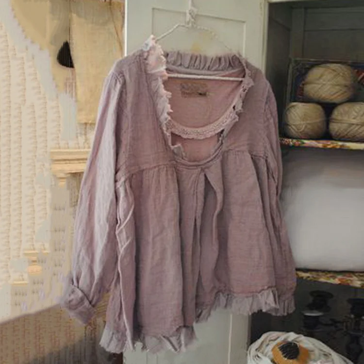 Solid Color Loose Long Sleeve Blouse