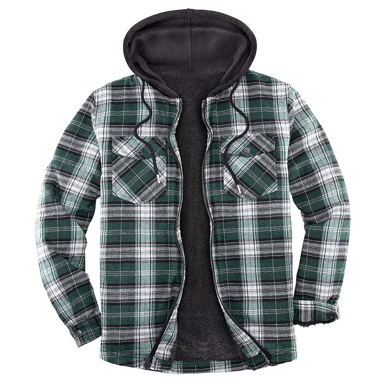 Men's Lined Hooded Flannel Jacket