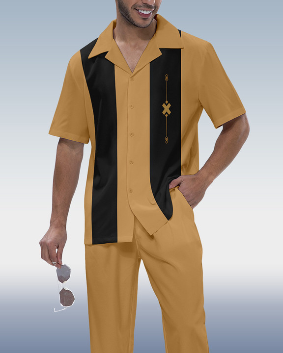 Men's Vintage Short Sleeve Shirt Walking Set 445