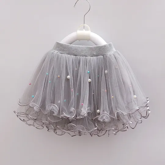 【12M-9Y】Girls Mesh Beaded Puffy Skirt