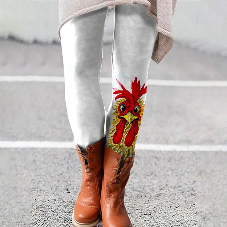 VChics Casual Skinny Chicken Print Leggings