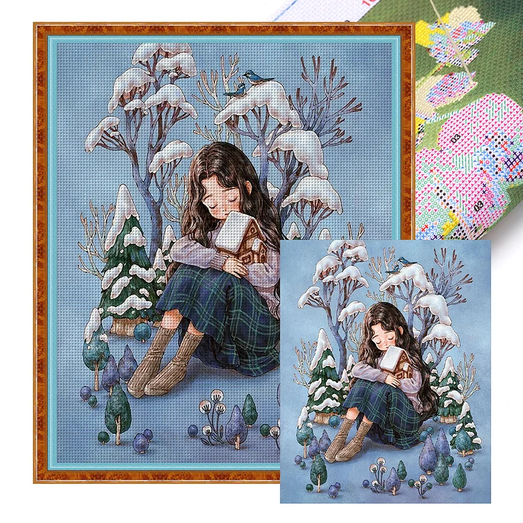 Winter Girl (50*60cm) 11CT Stamped Cross Stitch gbfke