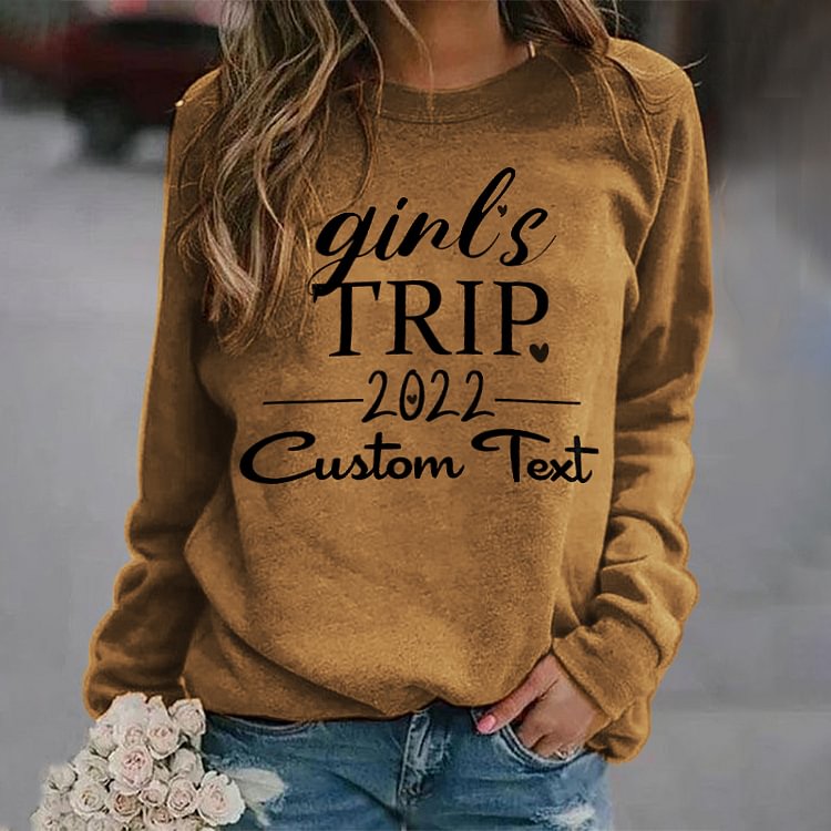 Comstylish Girls Trip Print Long Sleeve Casual Sweatshirt