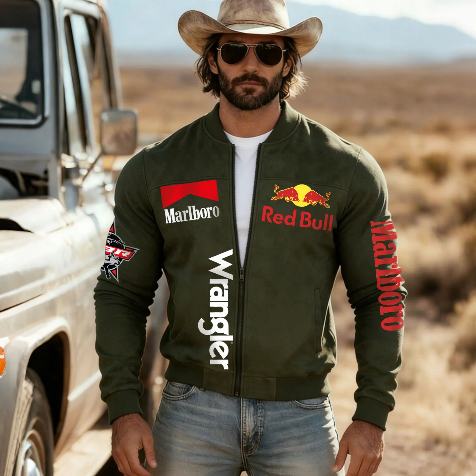 Western Suede Jacket With Iconic Brand