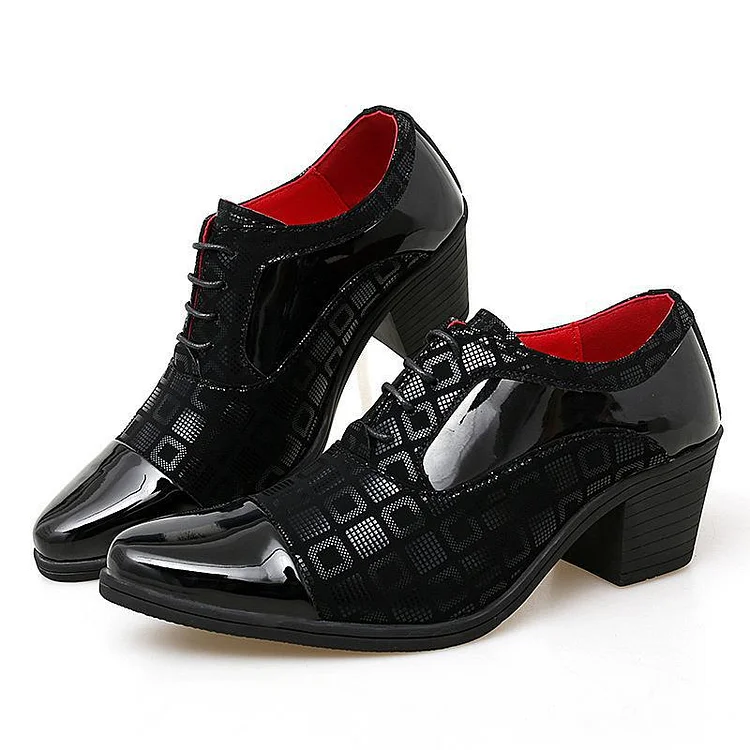 Vintage Men's Heightening Lace-Up Oxford Patent Leather Shoes  Stunahome.com