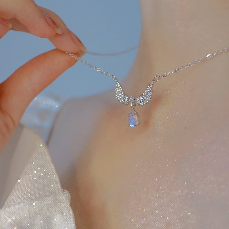 Fairy Angel Wings Moonstone Necklace SP17869