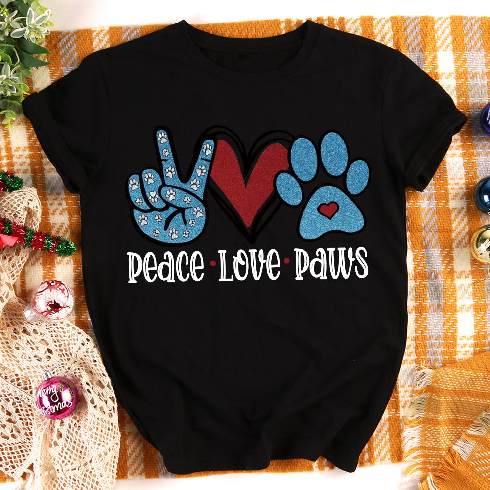 Peace love paw Dog T-Shirt Tee-05275-Guru-buzz