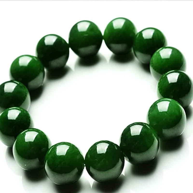 Huge Saving  Authentic Green Jade Bracelet for Women and Men - Genuine Jade Stone Beads Elastic Beaded Bracelets for Couples