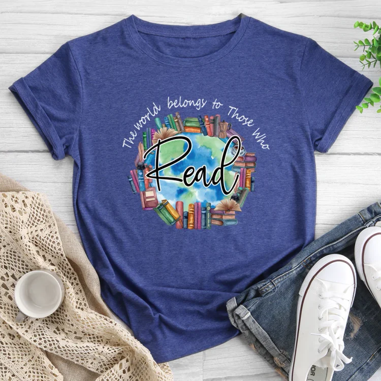 🛒New In - World Belongs to Those Who Read T-shirt Tee-611254