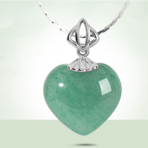 High Standard Natural Brazilian Jade Heart Pendant Necklace in 925 Sterling Silver - Express Your Love and Embrace Nature with Green Dongling Jade