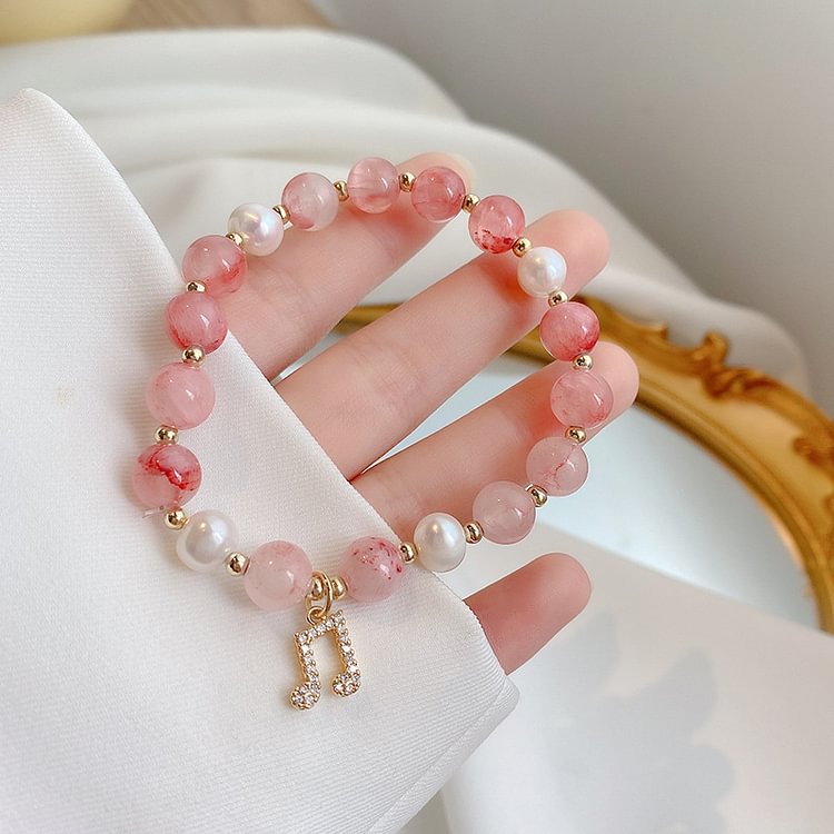 Note Pendant Strawberry Quartz Bracelet KERENTILA