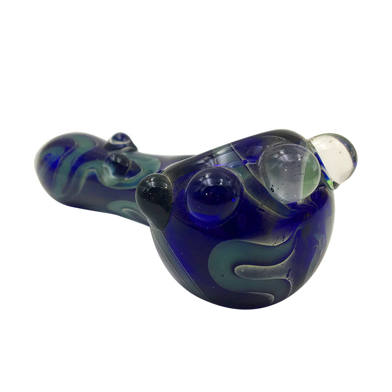 Three Colors Convergence Spiral-Write Stripes Glass Spoon Hand Pipe