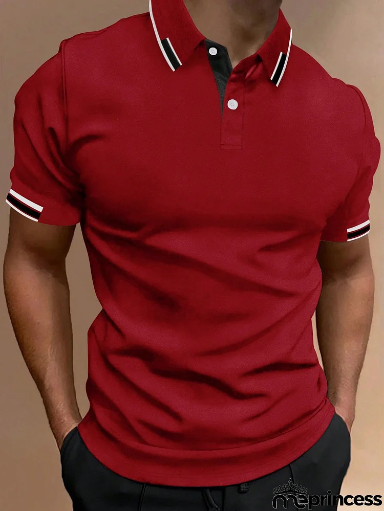 Men Fashion Casual Basic Lapel Plus Size Polo Short Sleeve T-Shirt