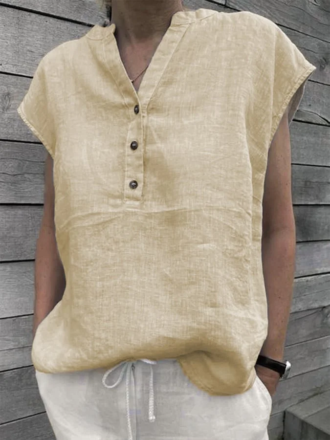 Women's Casual Elegant Button-Embellished Cotton Shirt