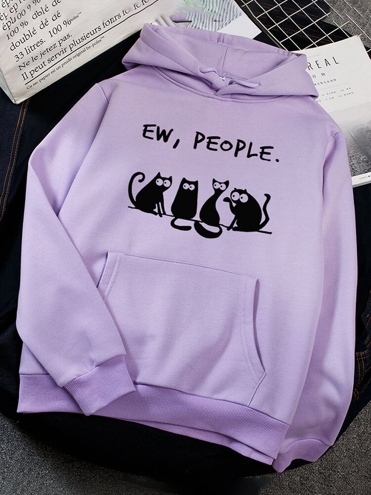 Casual Cartoon Printed Long Sleeve Hoodie With Pocket